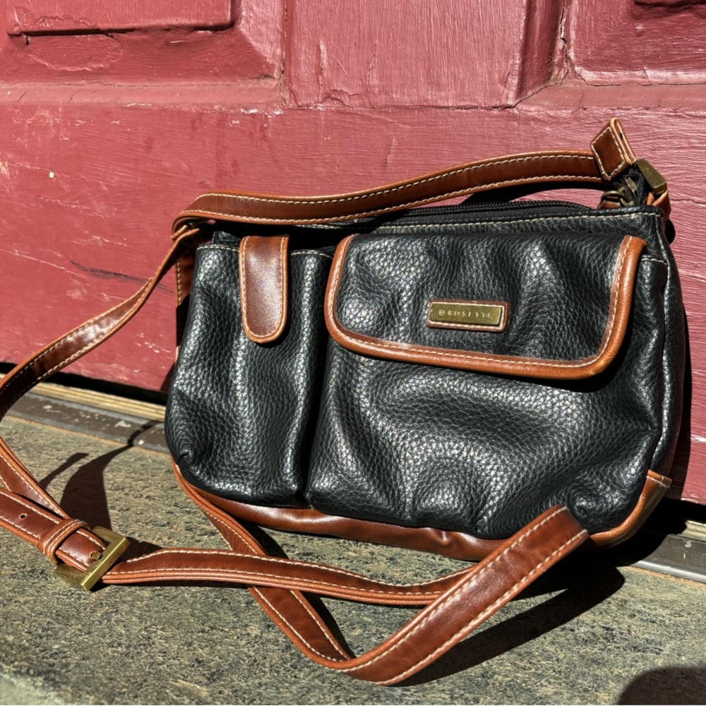 Rosetti Black and Brown Leather Crossbody Bag